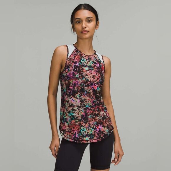 Lululemon sculpt tank top Floral stencil blossom red multi colored size 4 - Picture 1 of 12